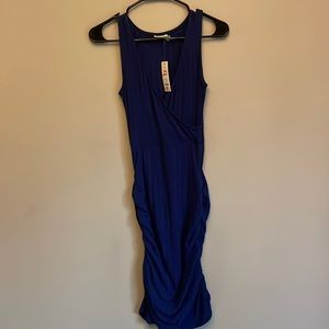 Francesca’s Harper Heritage Cobalt Blue Ruched Dress NEVER WORN XS